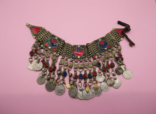 Iris Apfel's Vintage Antiqued Kuchi Heart Coin Necklace