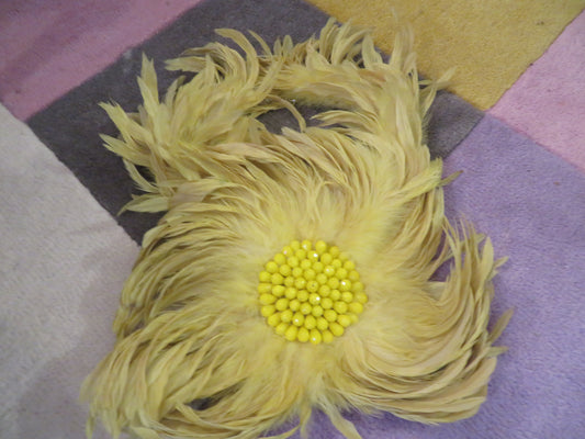 Iris Apfel's Vintage Massive Beaded Yellow Feather Necklace