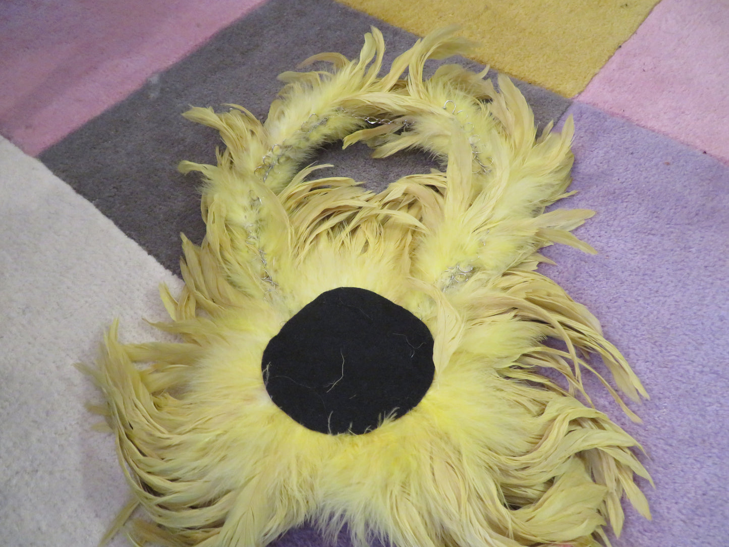 Iris Apfel's Vintage Massive Beaded Yellow Feather Necklace