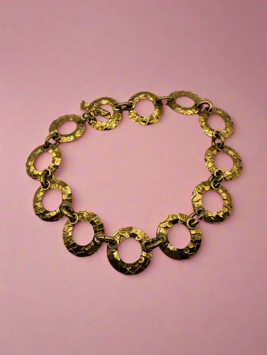 Vintage Agatha Paris Hammered Chainlink Choker Necklace
