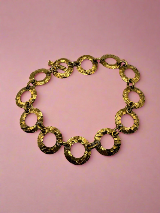 Vintage Agatha Paris Hammered Chainlink Choker Necklace