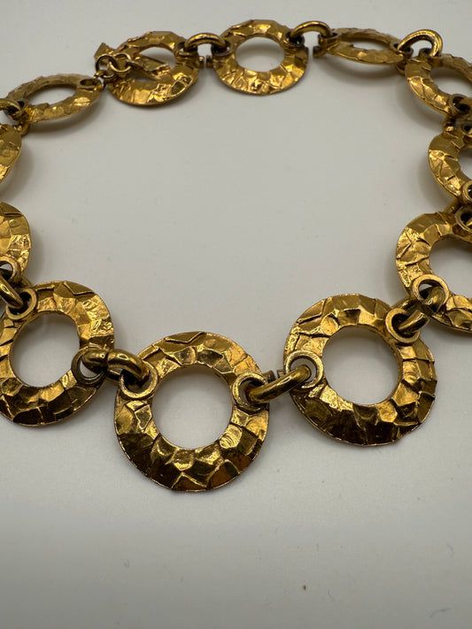 Vintage Agatha Paris Hammered Chainlink Choker Necklace