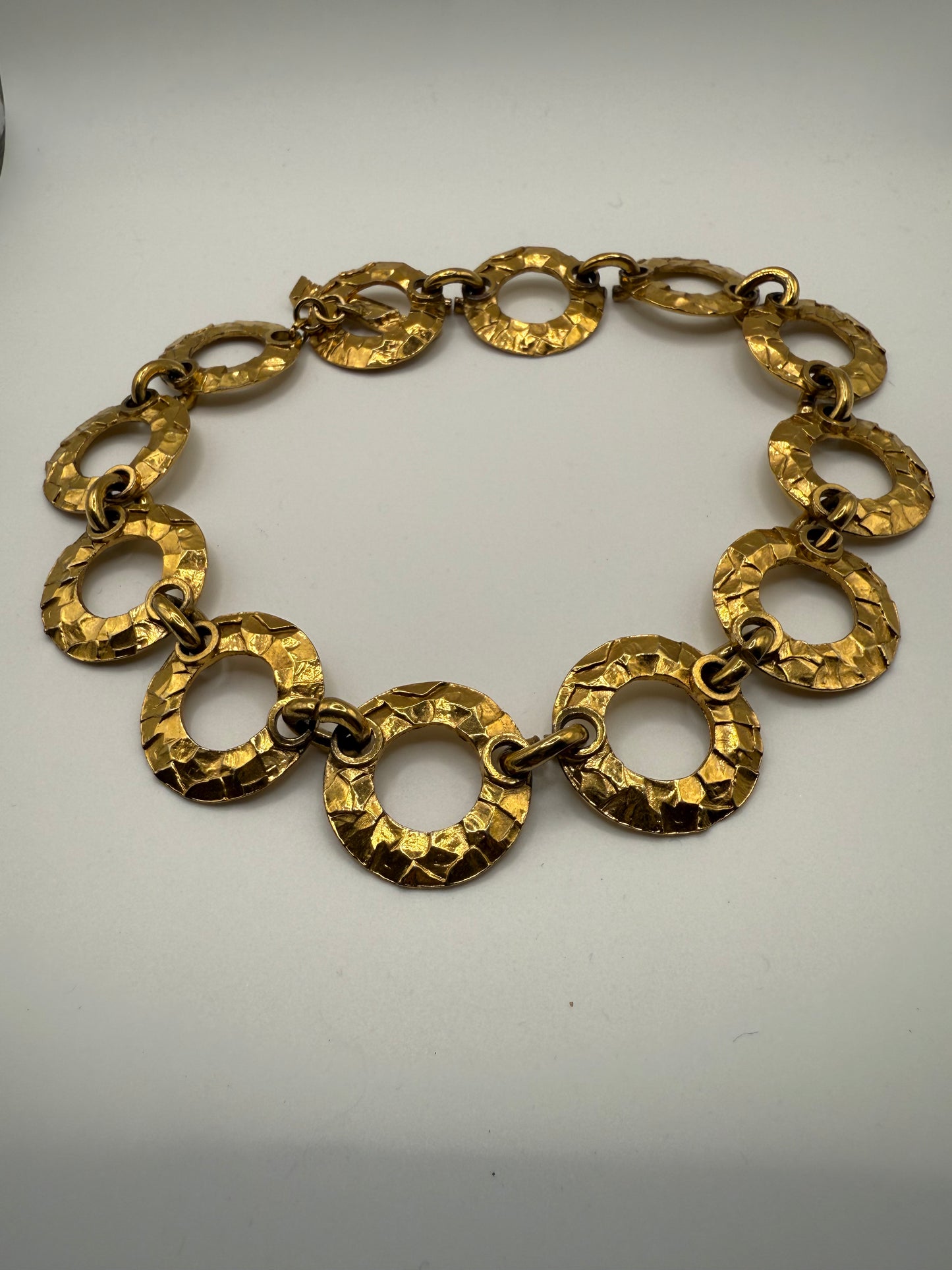 Vintage Agatha Paris Hammered Chainlink Choker Necklace