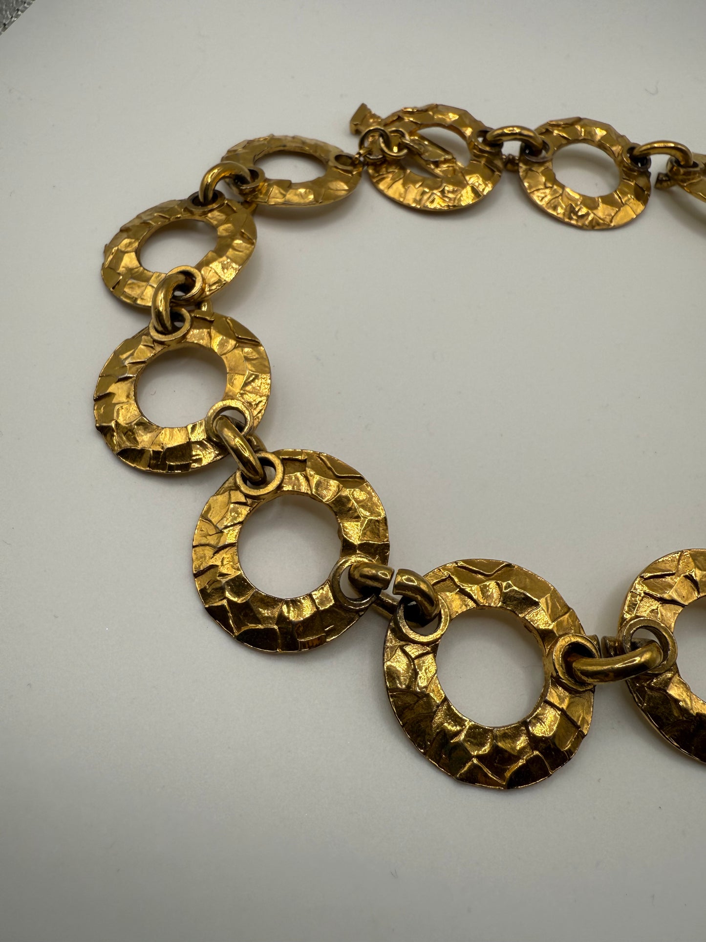 Vintage Agatha Paris Hammered Chainlink Choker Necklace