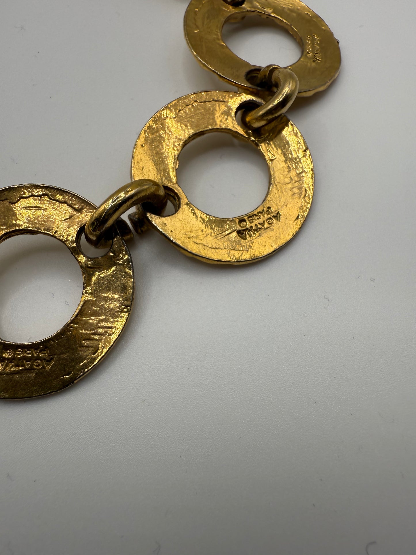 Vintage Agatha Paris Hammered Chainlink Choker Necklace