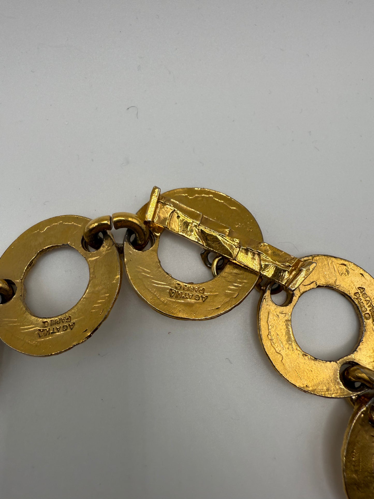 Vintage Agatha Paris Hammered Chainlink Choker Necklace