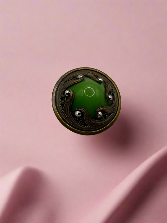 Antique Art Nouveau Green Marcasite Brooch