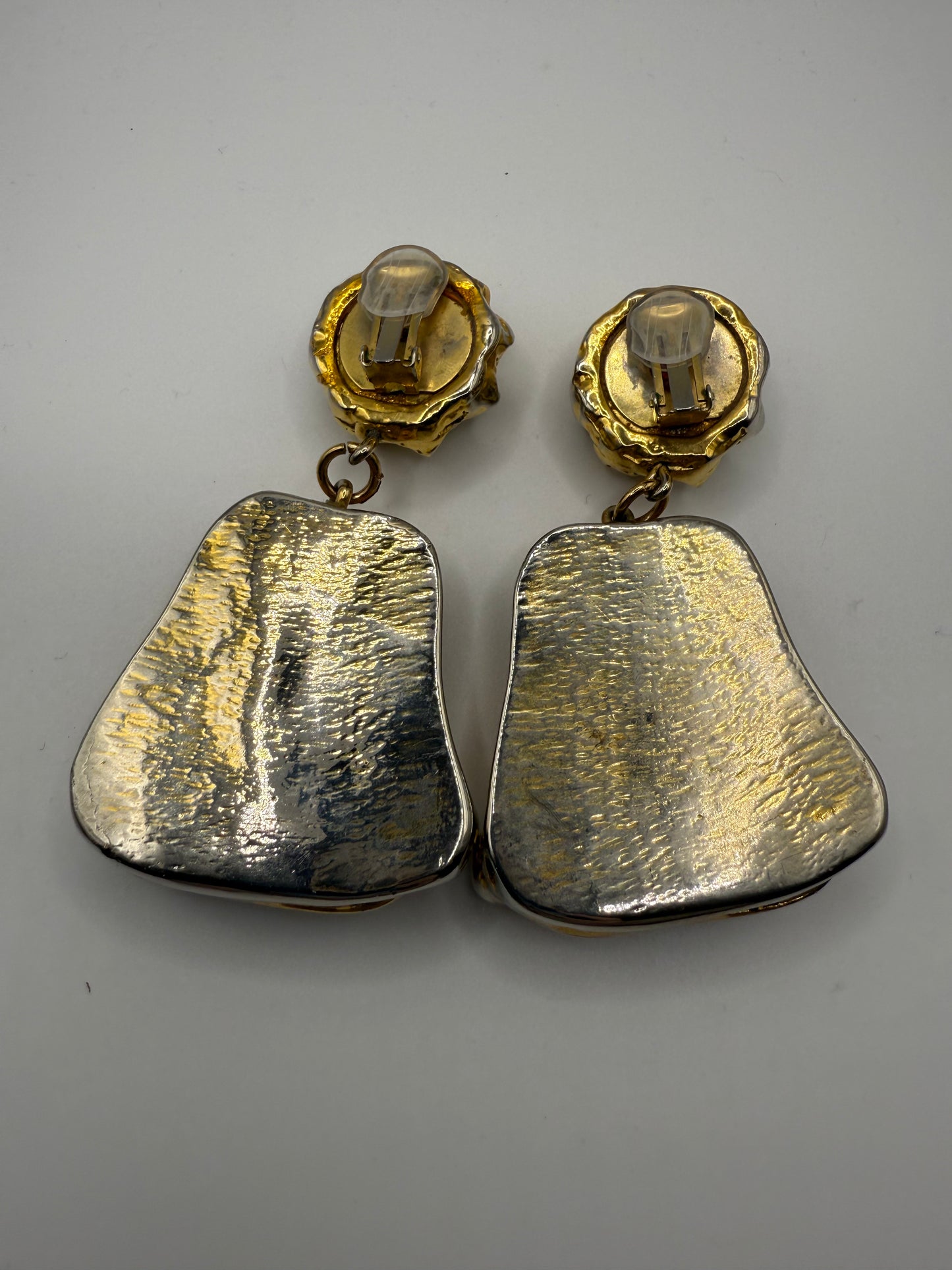 Vintage Massive French Rococo Chunky Gold Pearl Chandelier Earrings