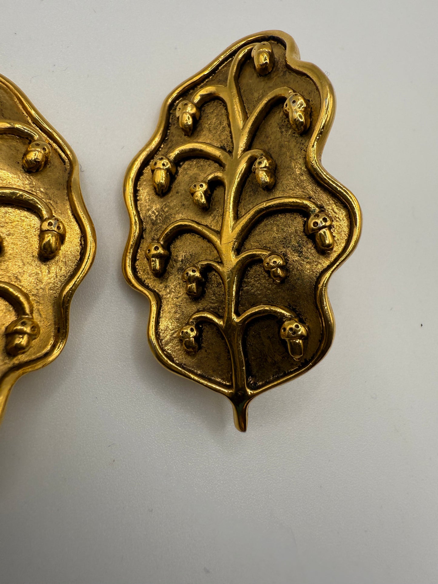 Vintage Isabel Canovas Huge Gold Leaf Earrings