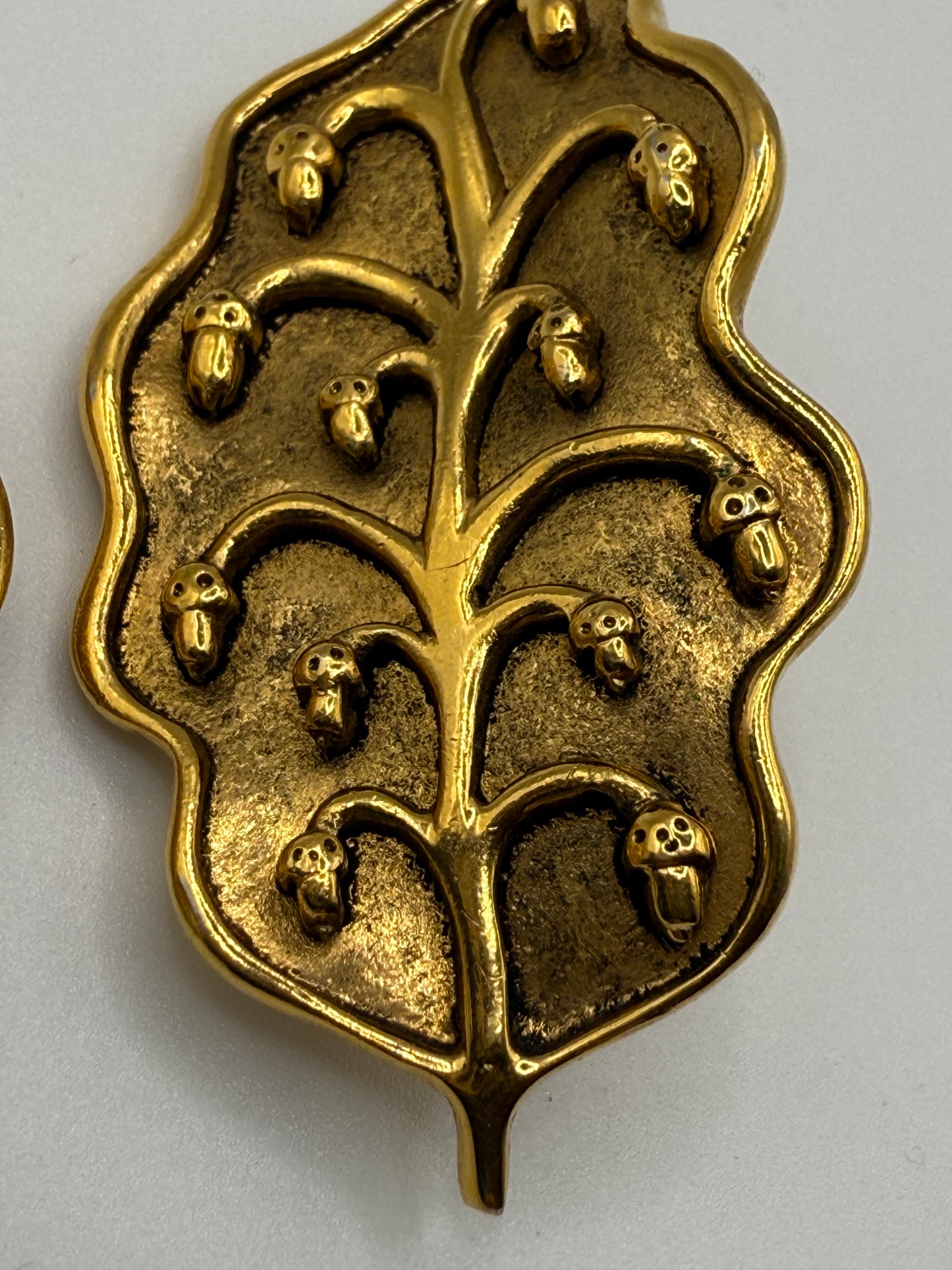 Vintage Isabel Canovas Huge Gold Leaf Earrings