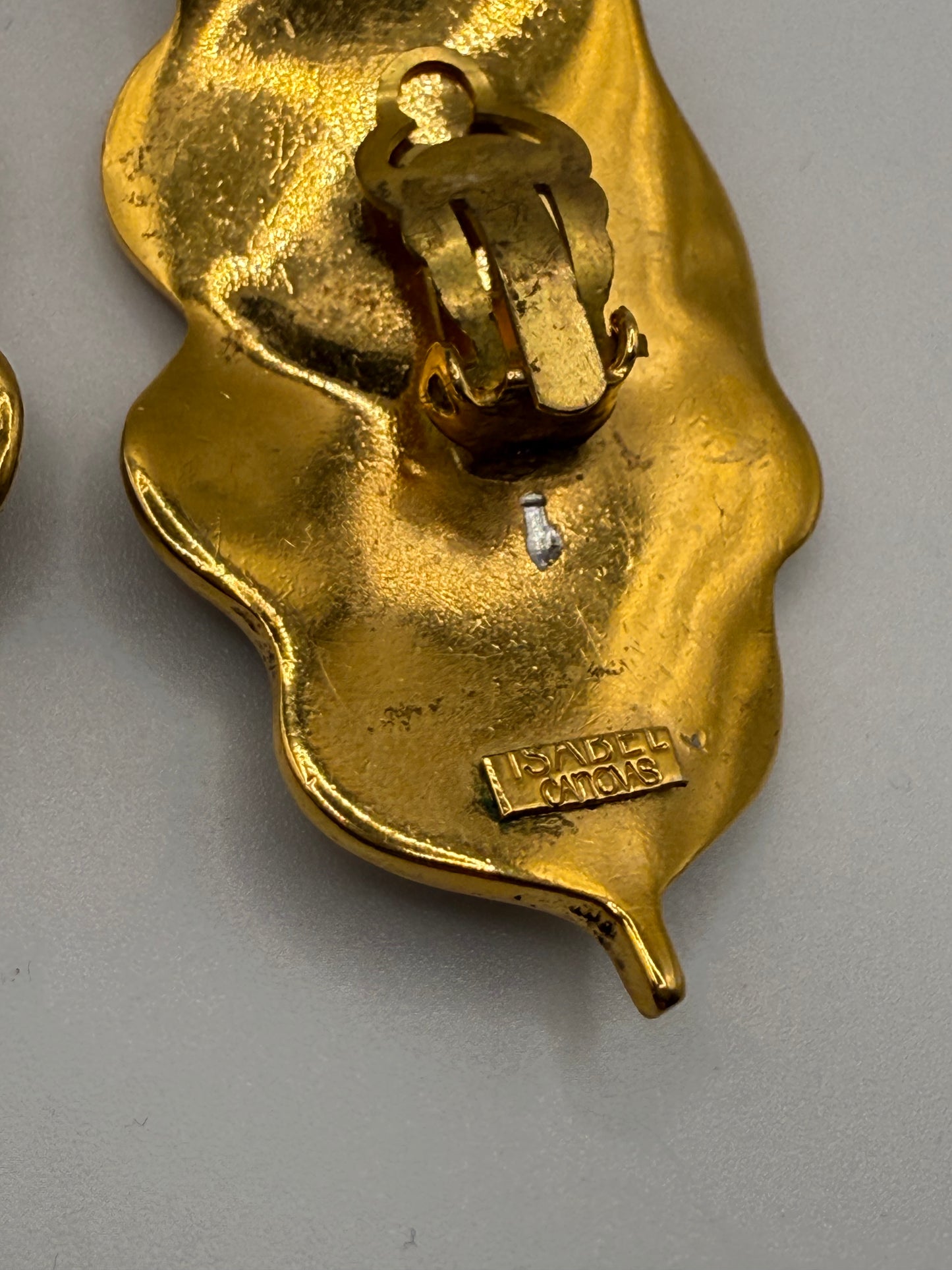 Vintage Isabel Canovas Huge Gold Leaf Earrings