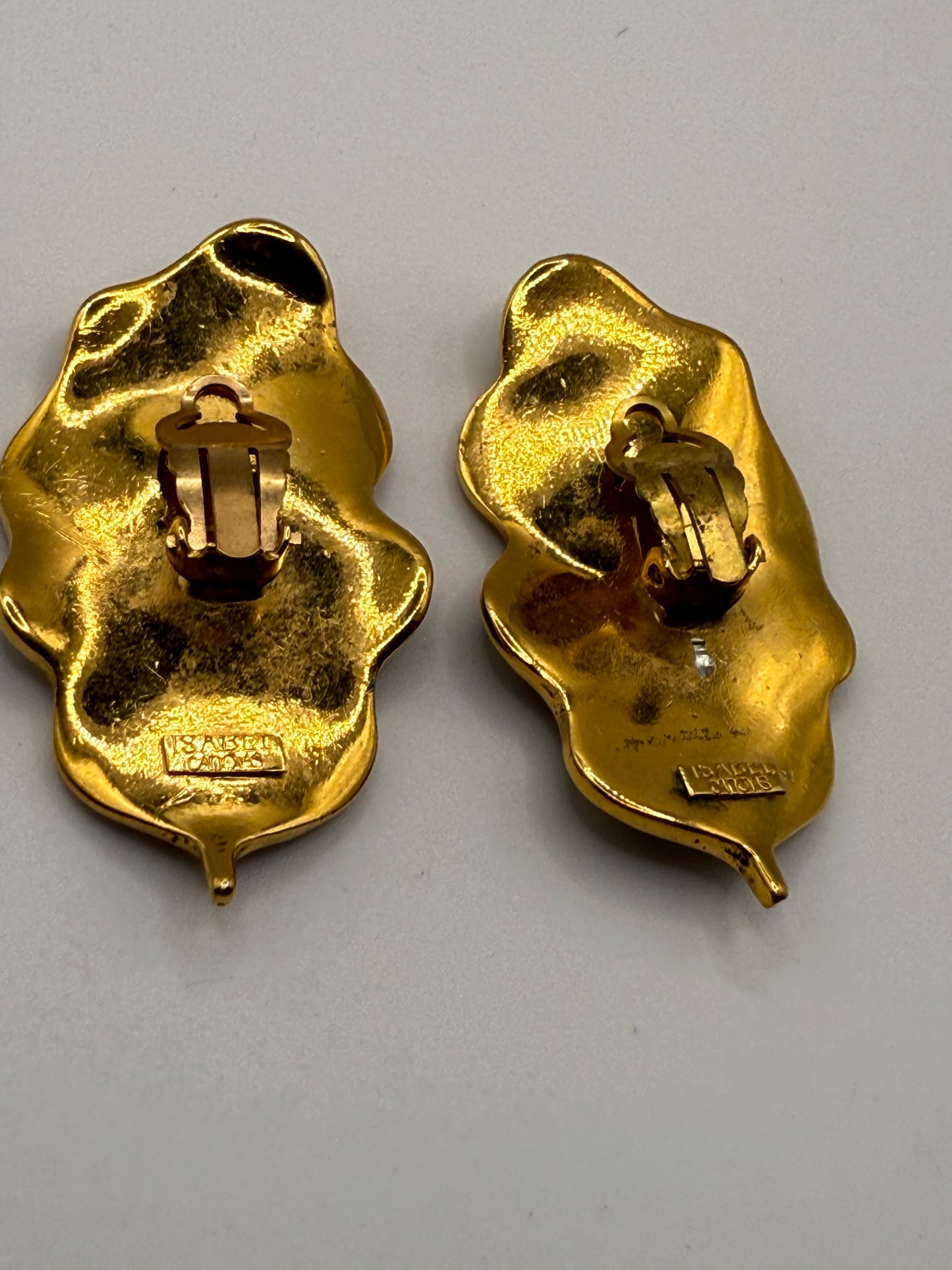 Vintage Isabel Canovas Huge Gold Leaf Earrings