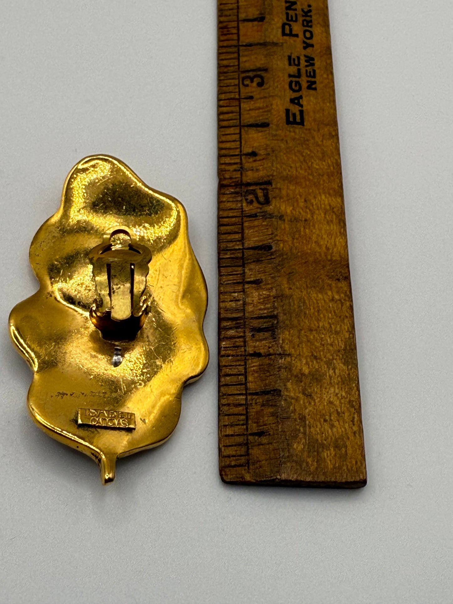 Vintage Isabel Canovas Huge Gold Leaf Earrings