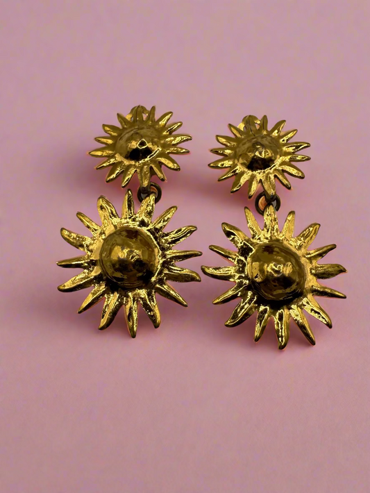 Vintage Yves Saint Laurent Sunburst Chandelier Earrings