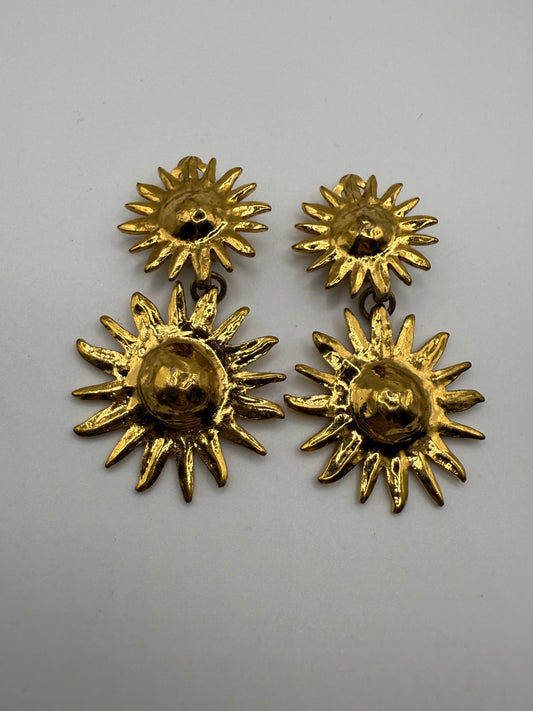 Vintage Yves Saint Laurent Sunburst Chandelier Earrings