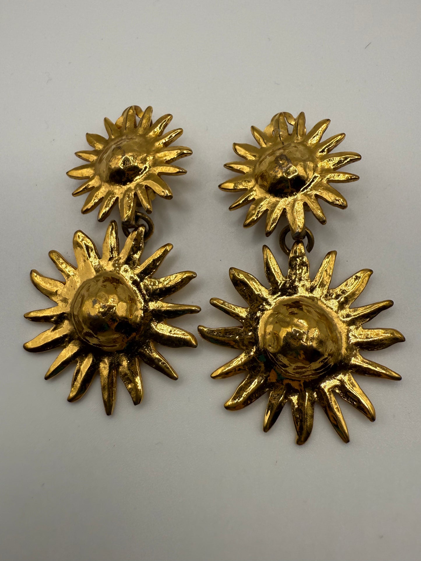 Vintage Yves Saint Laurent Sunburst Chandelier Earrings