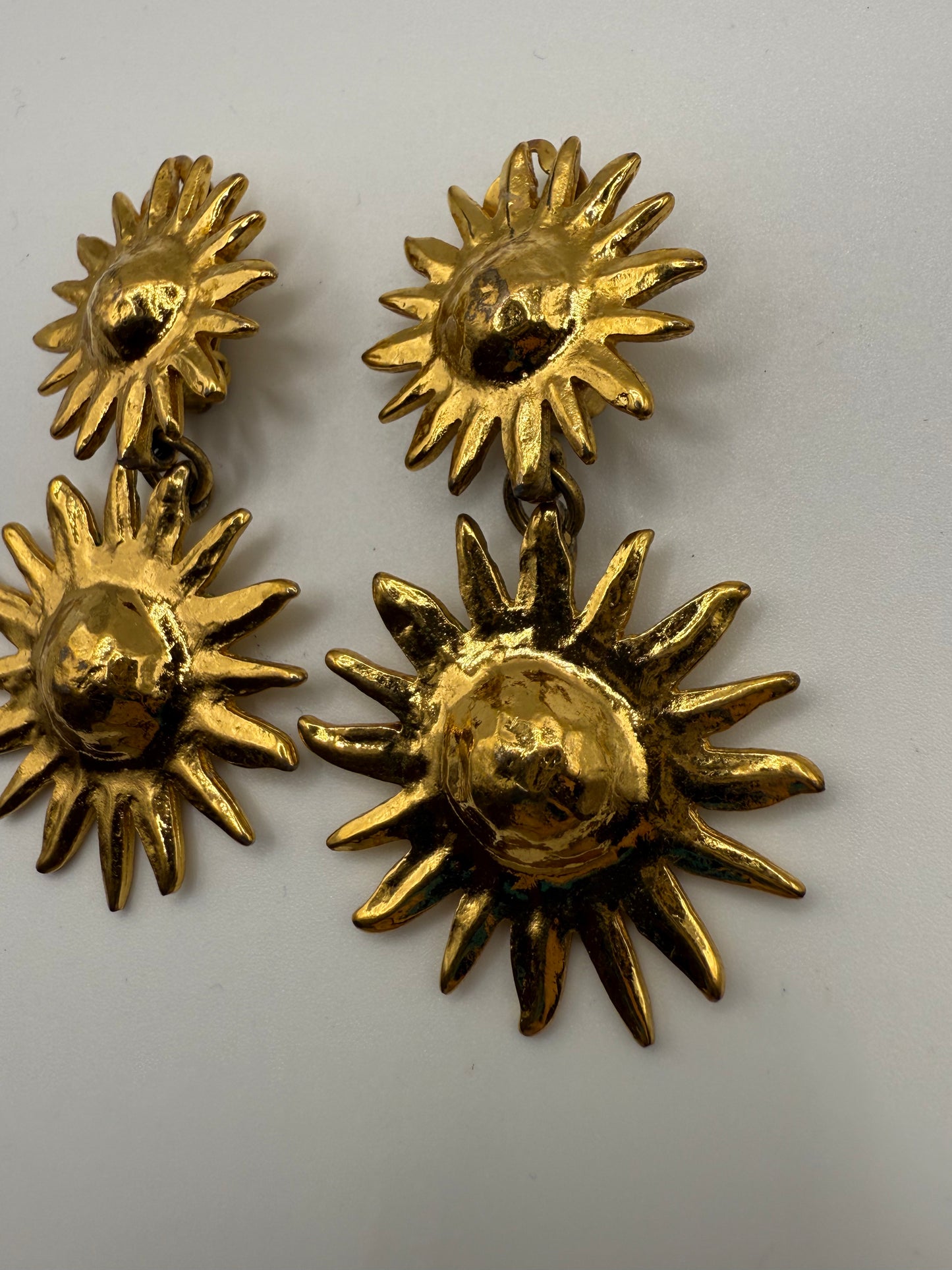 Vintage Yves Saint Laurent Sunburst Chandelier Earrings