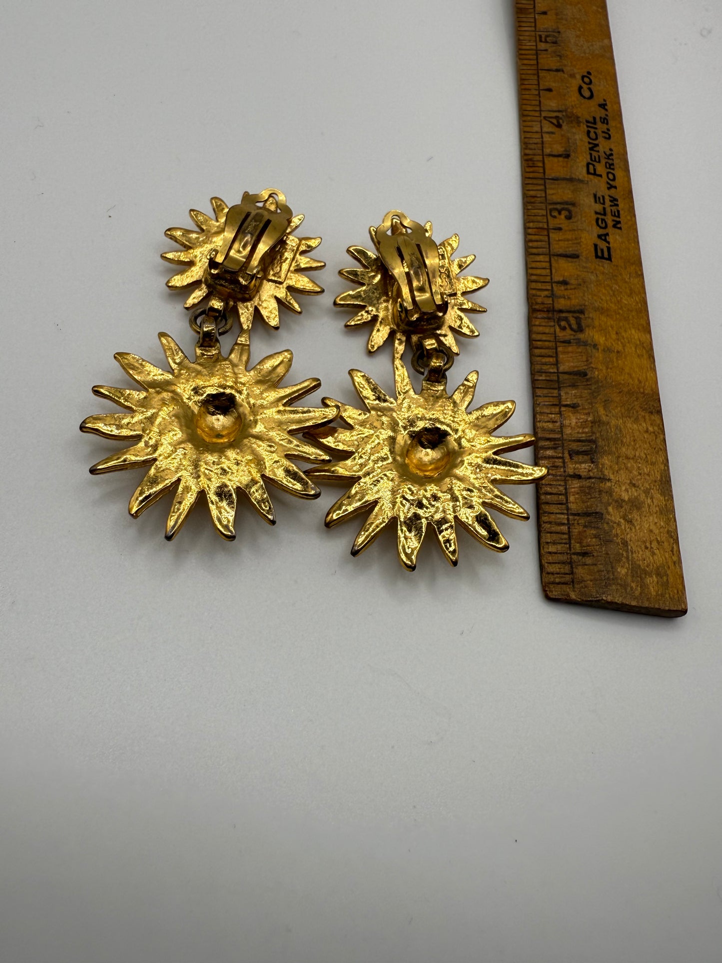 Vintage Yves Saint Laurent Sunburst Chandelier Earrings