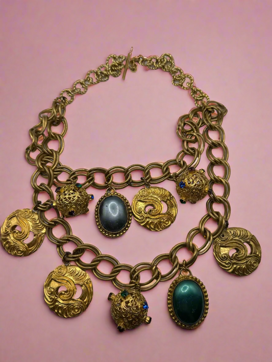 Vintage Isabel Canovas Huge Chunky Charm Necklace