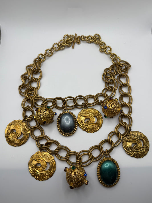 Vintage Isabel Canovas Huge Chunky Charm Necklace