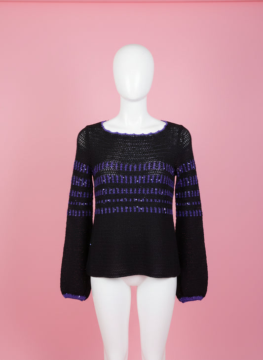 Iris Apfel's Vintage Ohrbach's Japan Purple and Black Sweater
