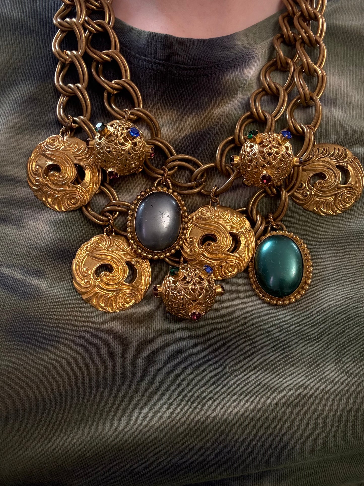 Vintage Isabel Canovas Huge Chunky Charm Necklace