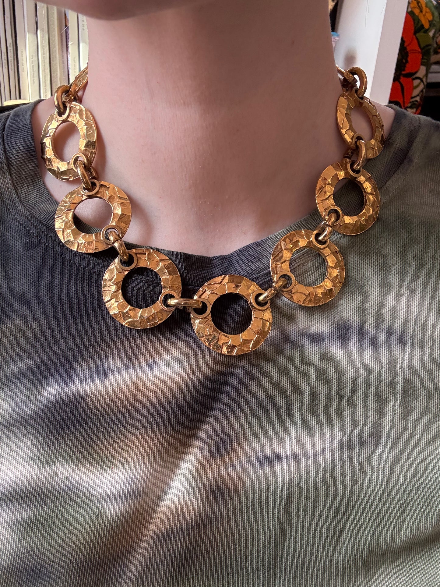 Vintage Agatha Paris Hammered Chainlink Choker Necklace