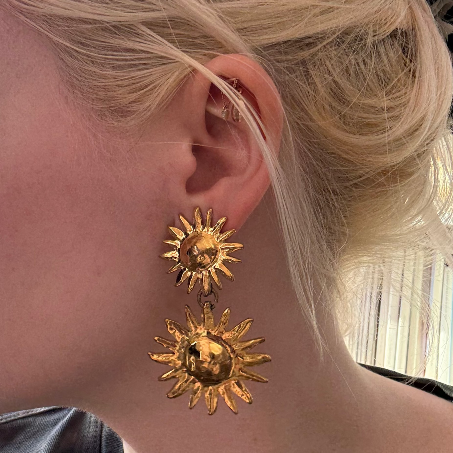 Vintage Yves Saint Laurent Sunburst Chandelier Earrings