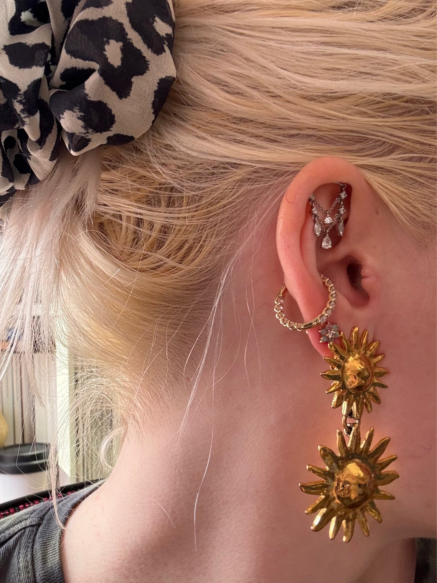 Vintage Yves Saint Laurent Sunburst Chandelier Earrings