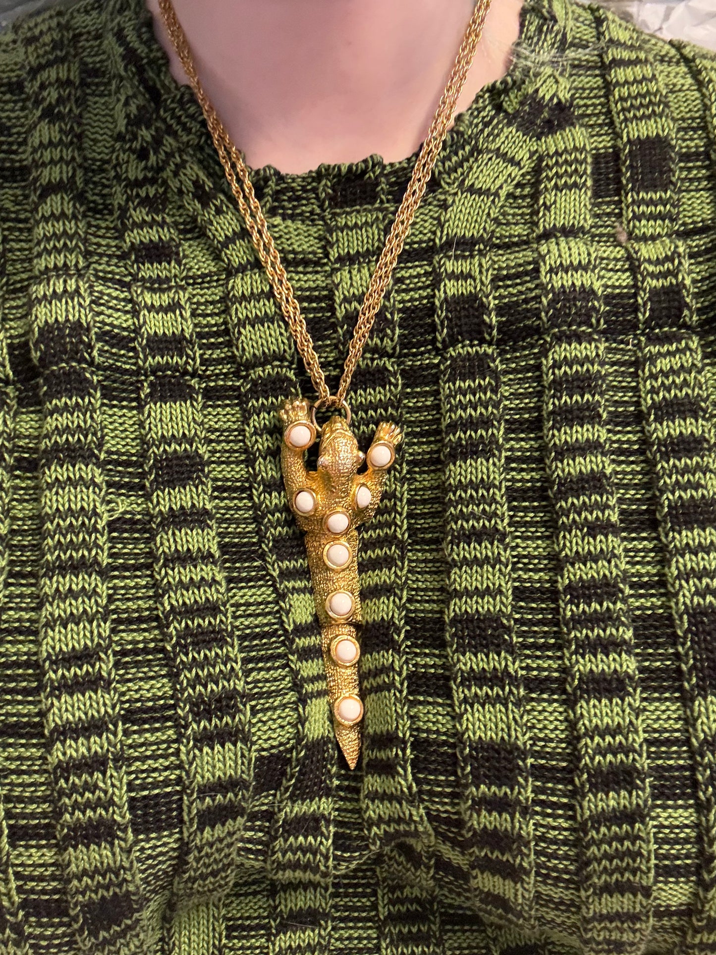 Vintage Panther Cabochon Statement Necklace