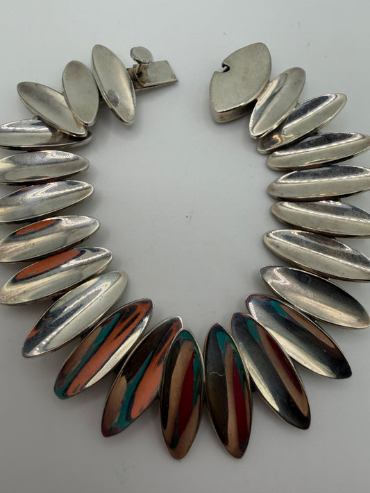 Vintage Sterling Silver Taxco Heavy Modernist Link Bracelet