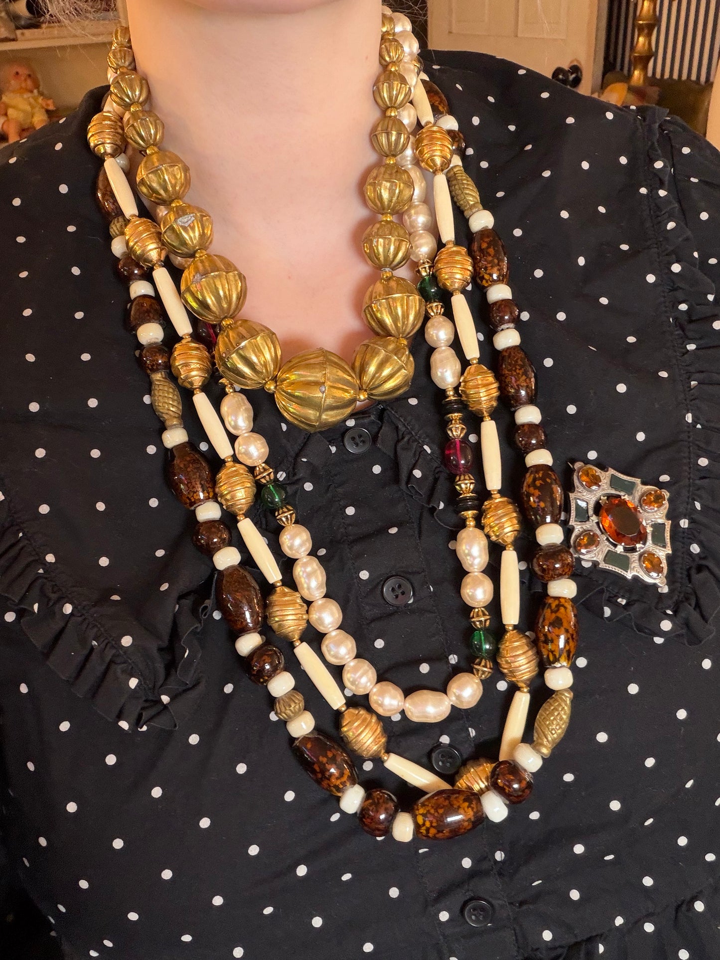 Vintage Kenneth Jay Lane Baroque Pearl '80s Dream Queen Necklace