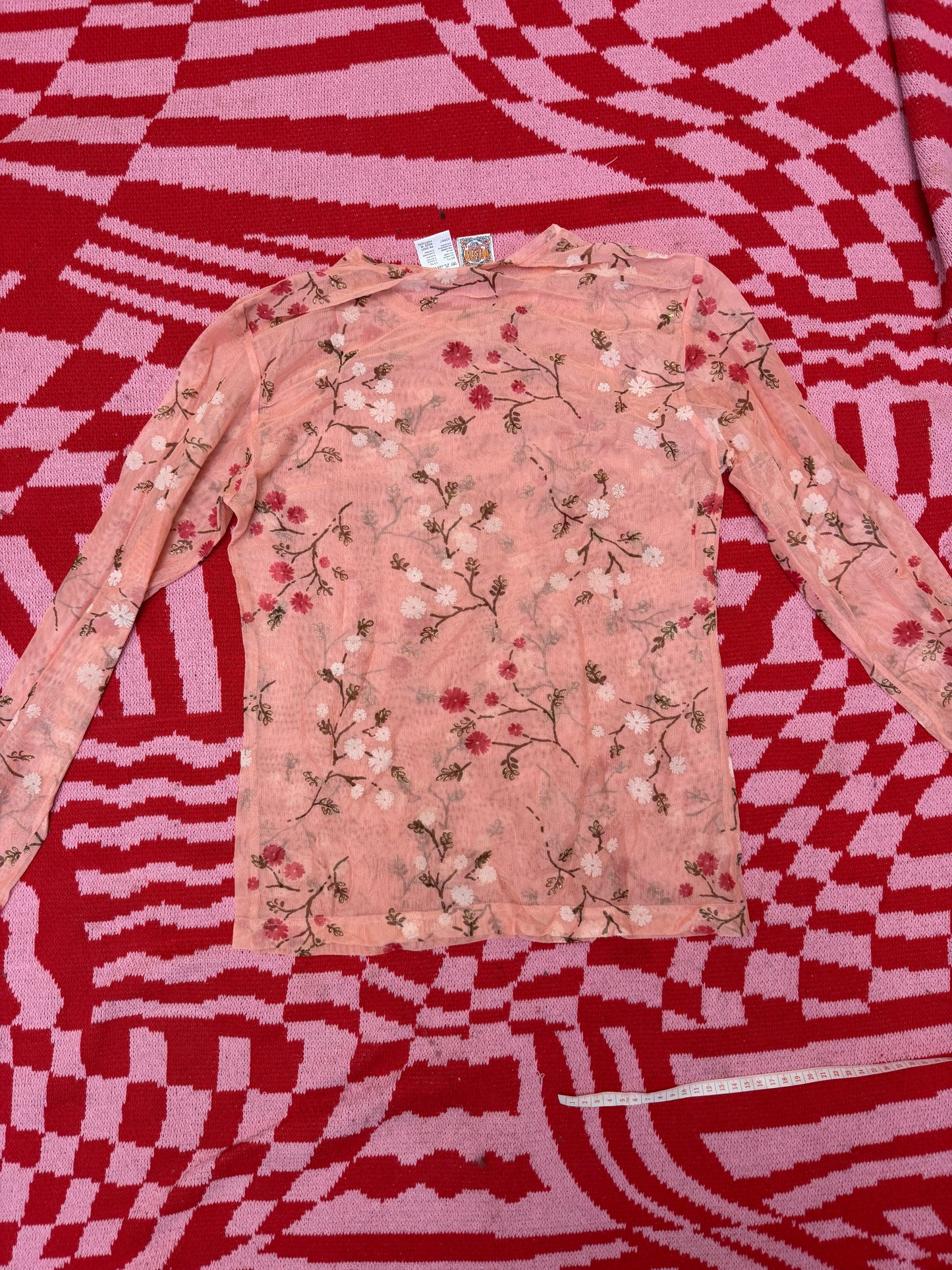 Cyndi Lauper's Vintage Oilily Y2K Cherry Blossom Mesh Top