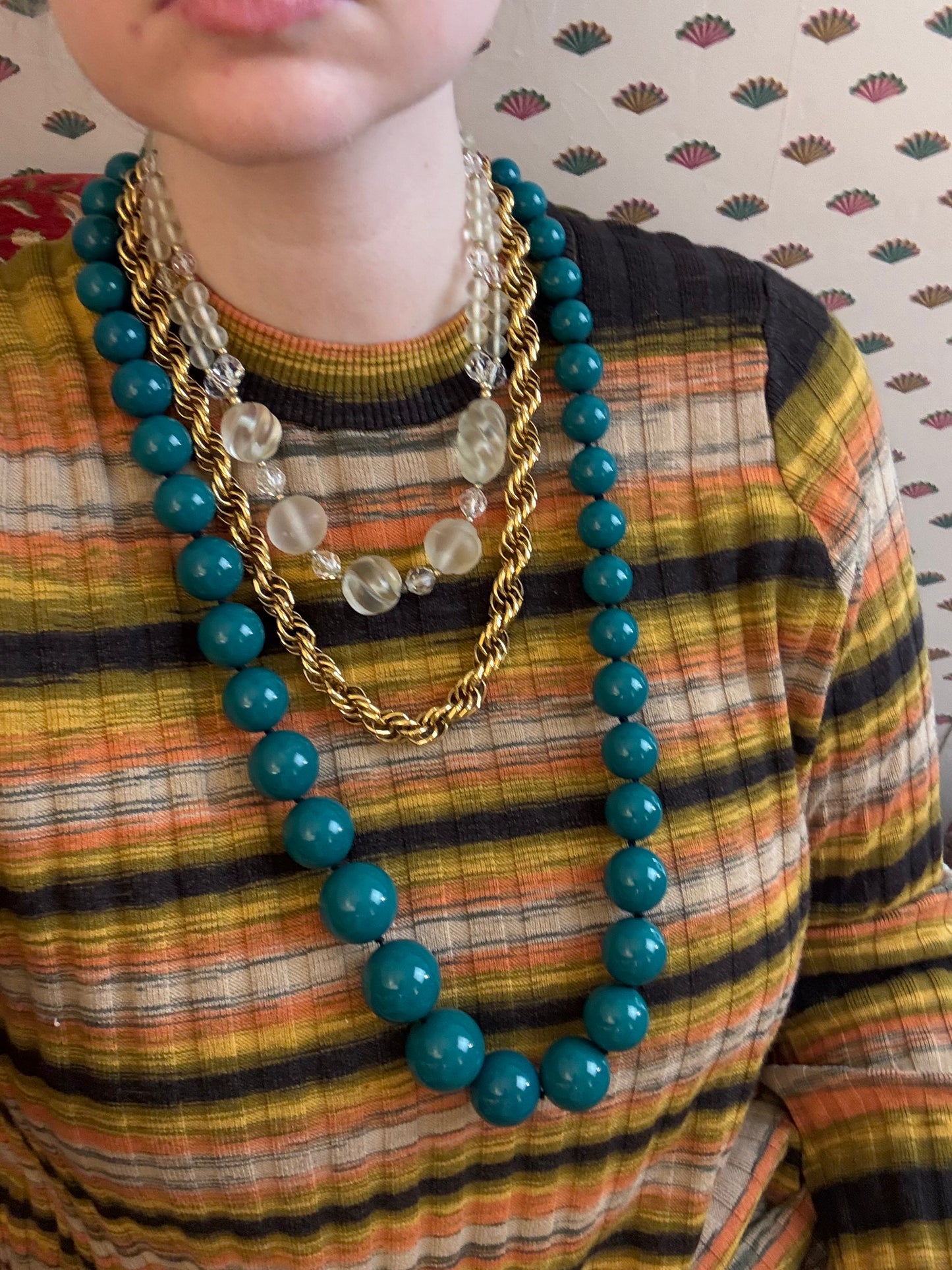 Vintage Erwin Pearl Chunky Twisted Gold Necklace