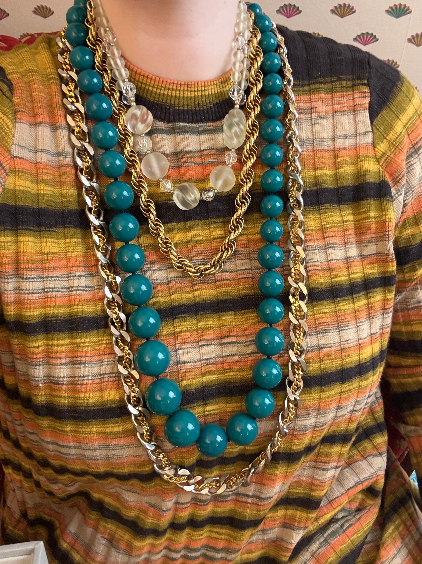 Vintage Erwin Pearl Chunky Twisted Gold Necklace