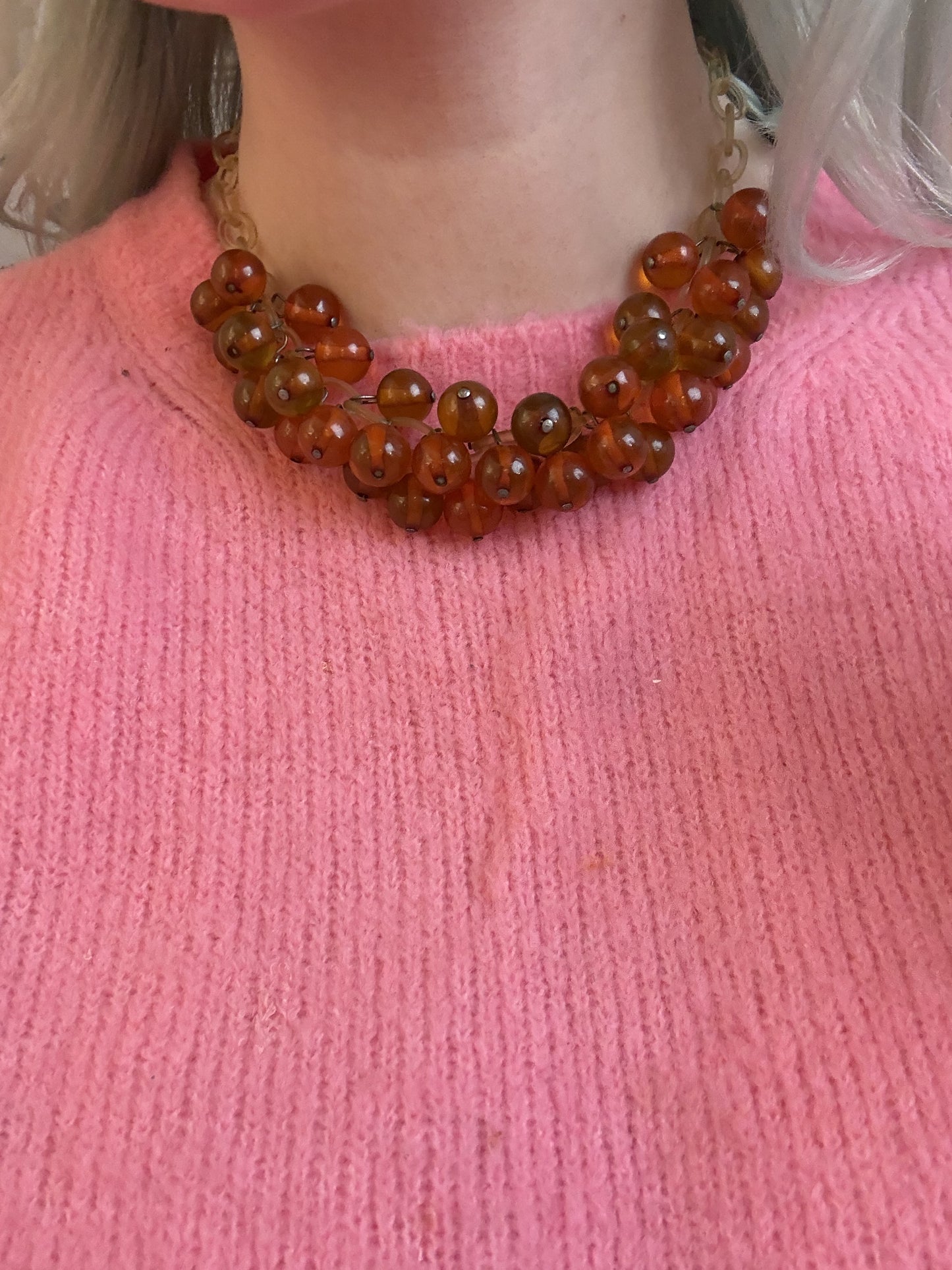 Vintage Celluloid Bakelite Apple Juice Cherry Necklace
