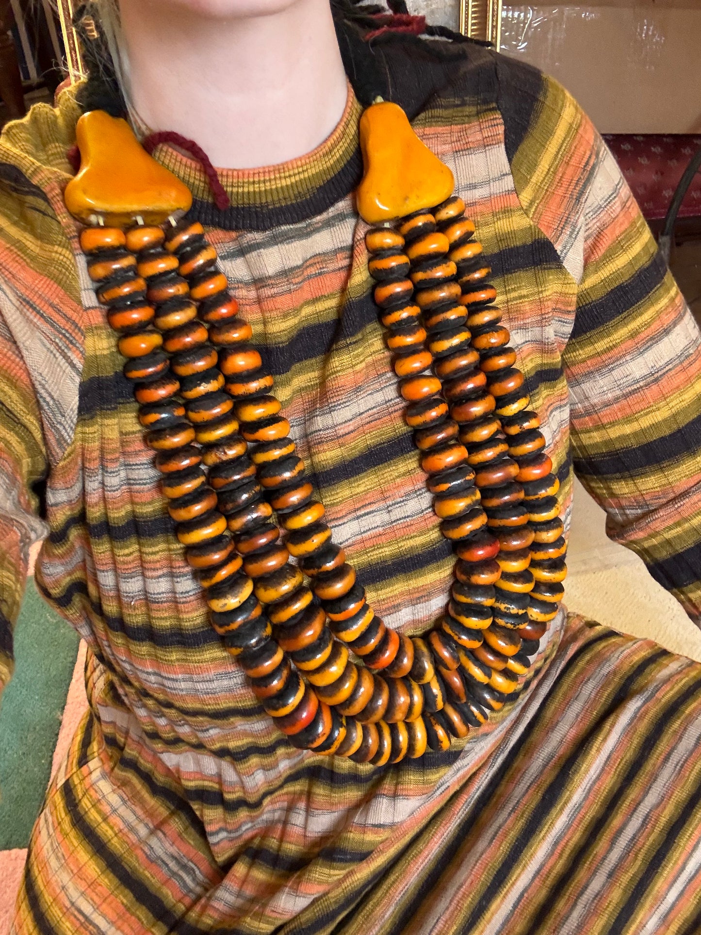 Iris Apfel's Vintage HUGE Moroccan Berber Resin Amber Bead Necklace