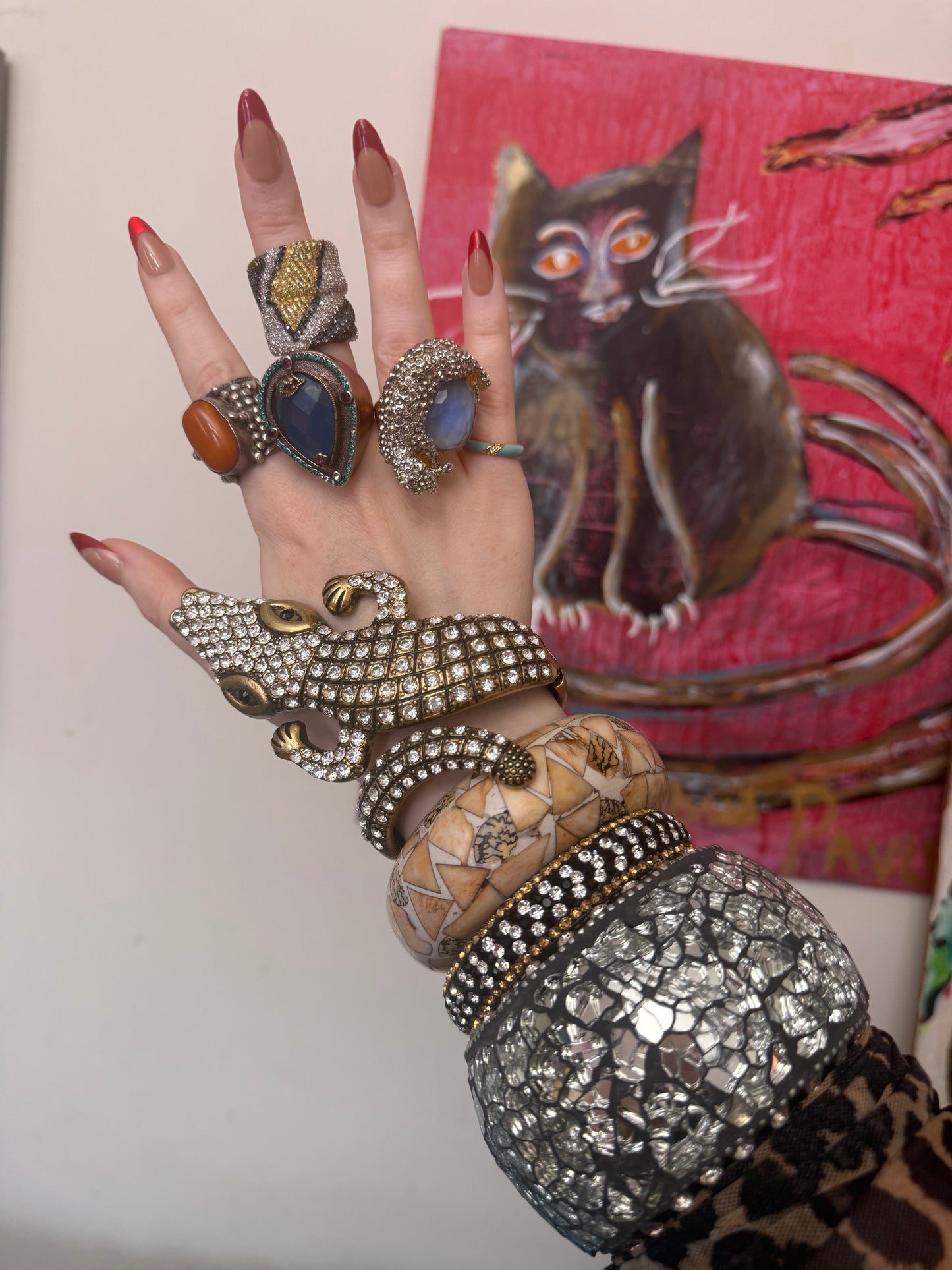 Iris Apfel's Vintage Documented Monumental Alligator Bracelet