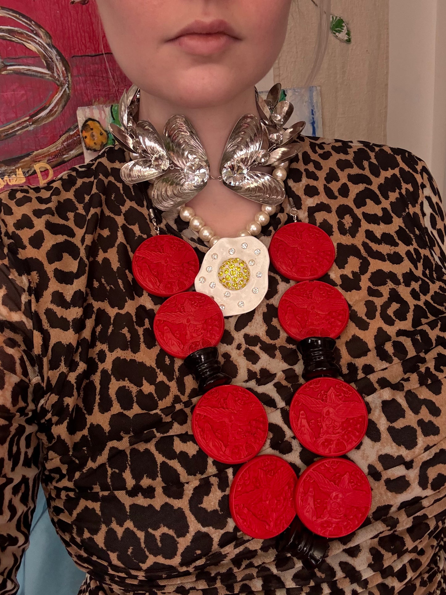 Area Silver Crystal Shell Necklace