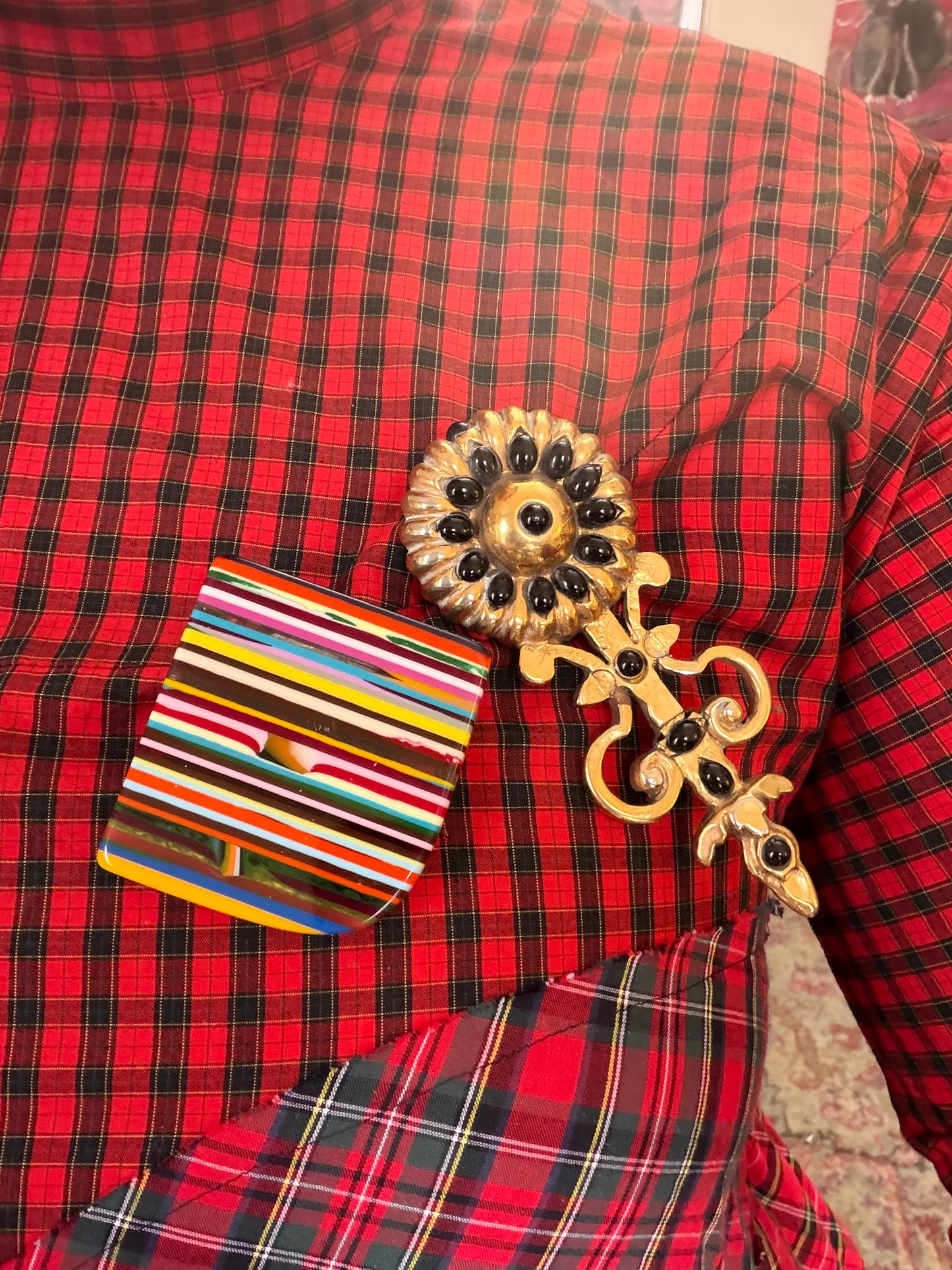 Vintage 1990s Sobral Rainbow Striped Brooch