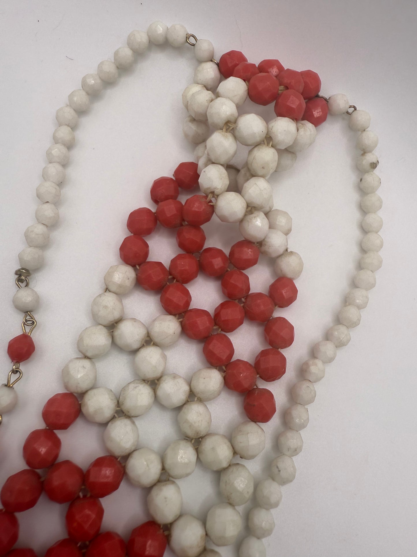 Vintage Striped Beaded Tie Necklace
