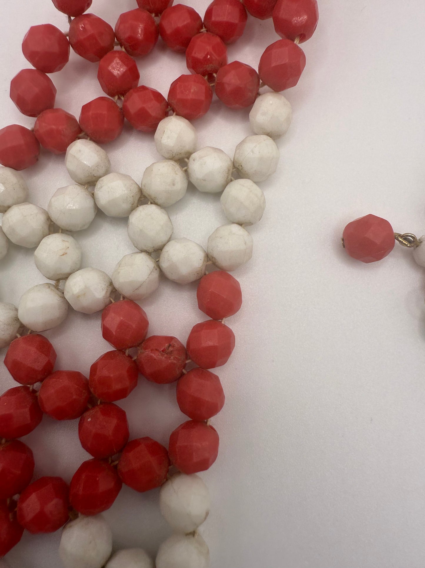 Vintage Striped Beaded Tie Necklace