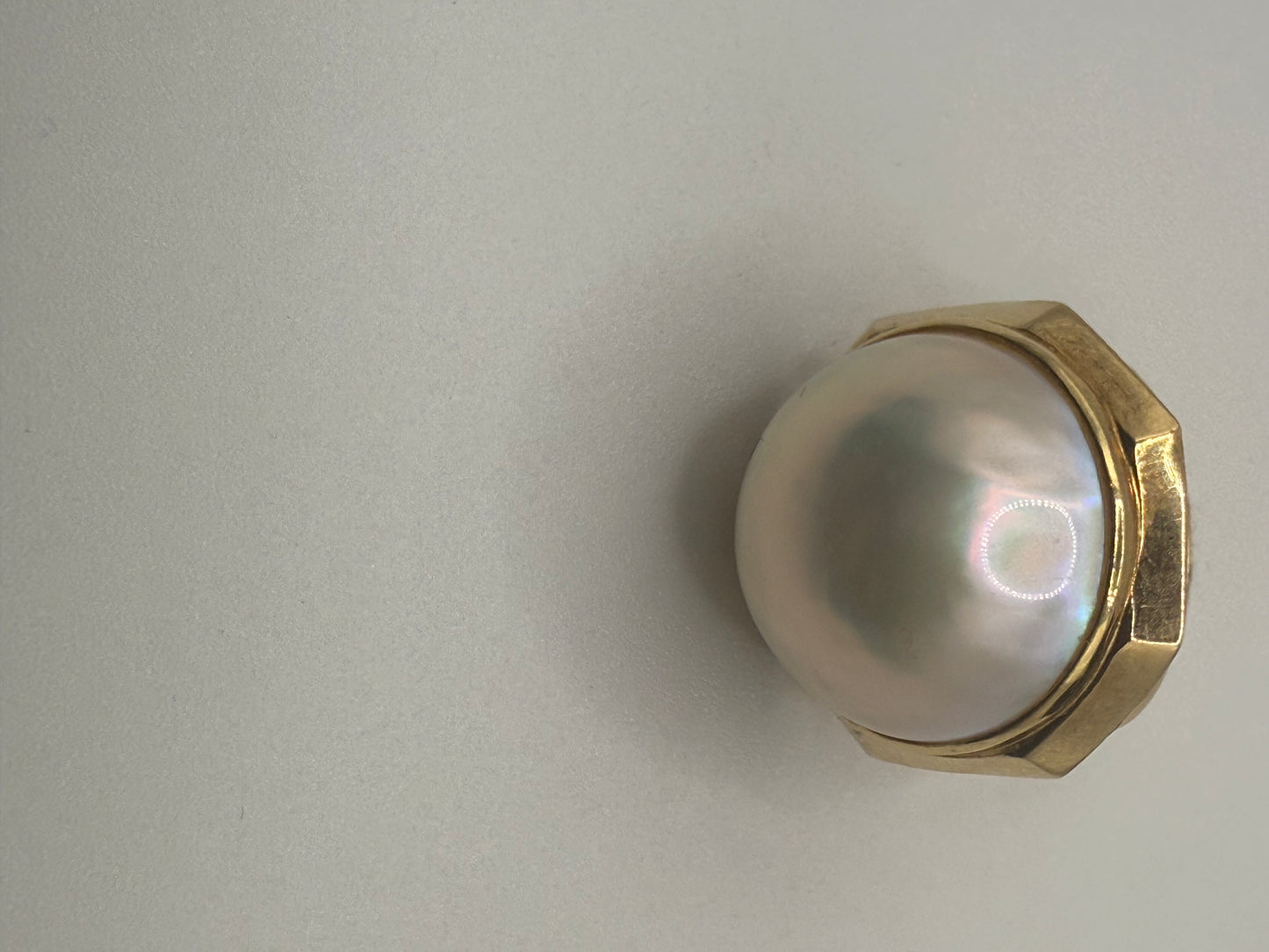 Vintage 14K Gold Extra Chunky Mabe Pearl Ring