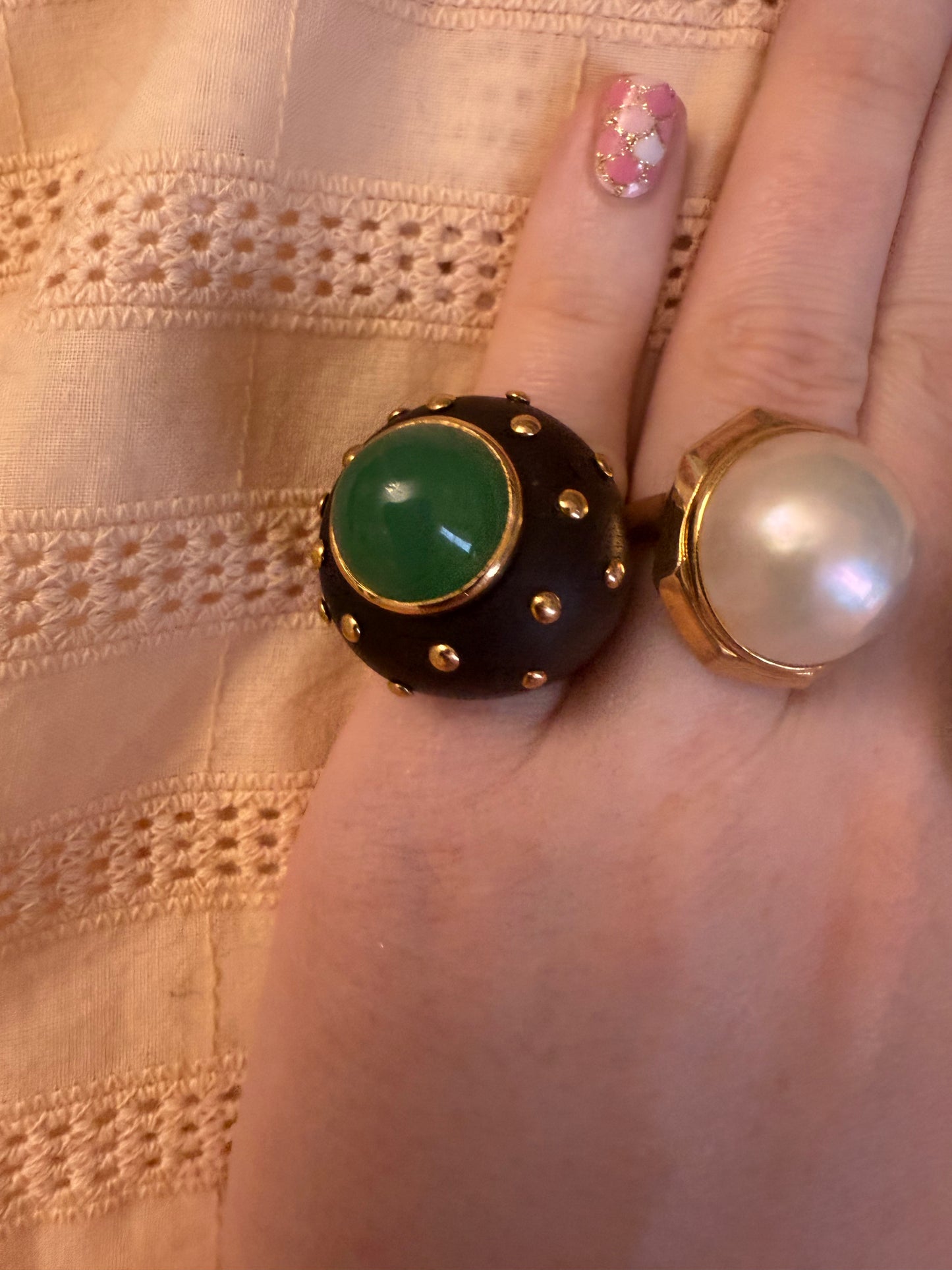 Vintage 14K Gold Extra Chunky Mabe Pearl Ring