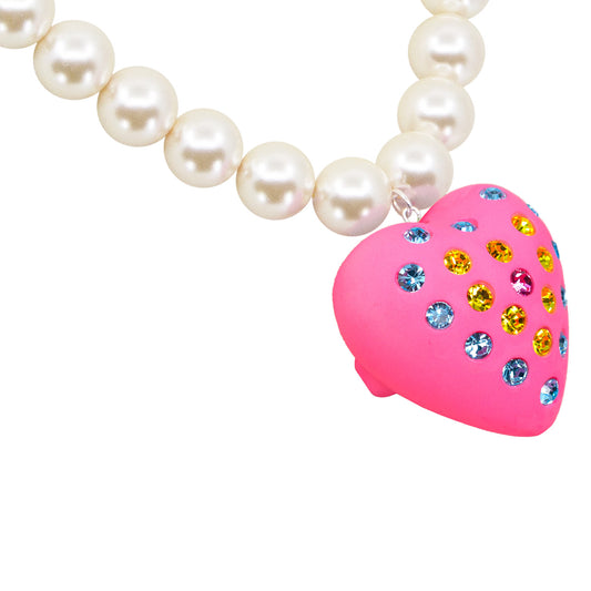 Bubble Gum Heart Puff Pearl Necklace