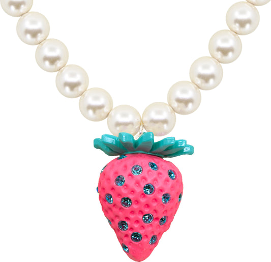 Bubble Gum Strawberry Pearl Necklace