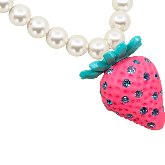 Bubble Gum Strawberry Pearl Necklace