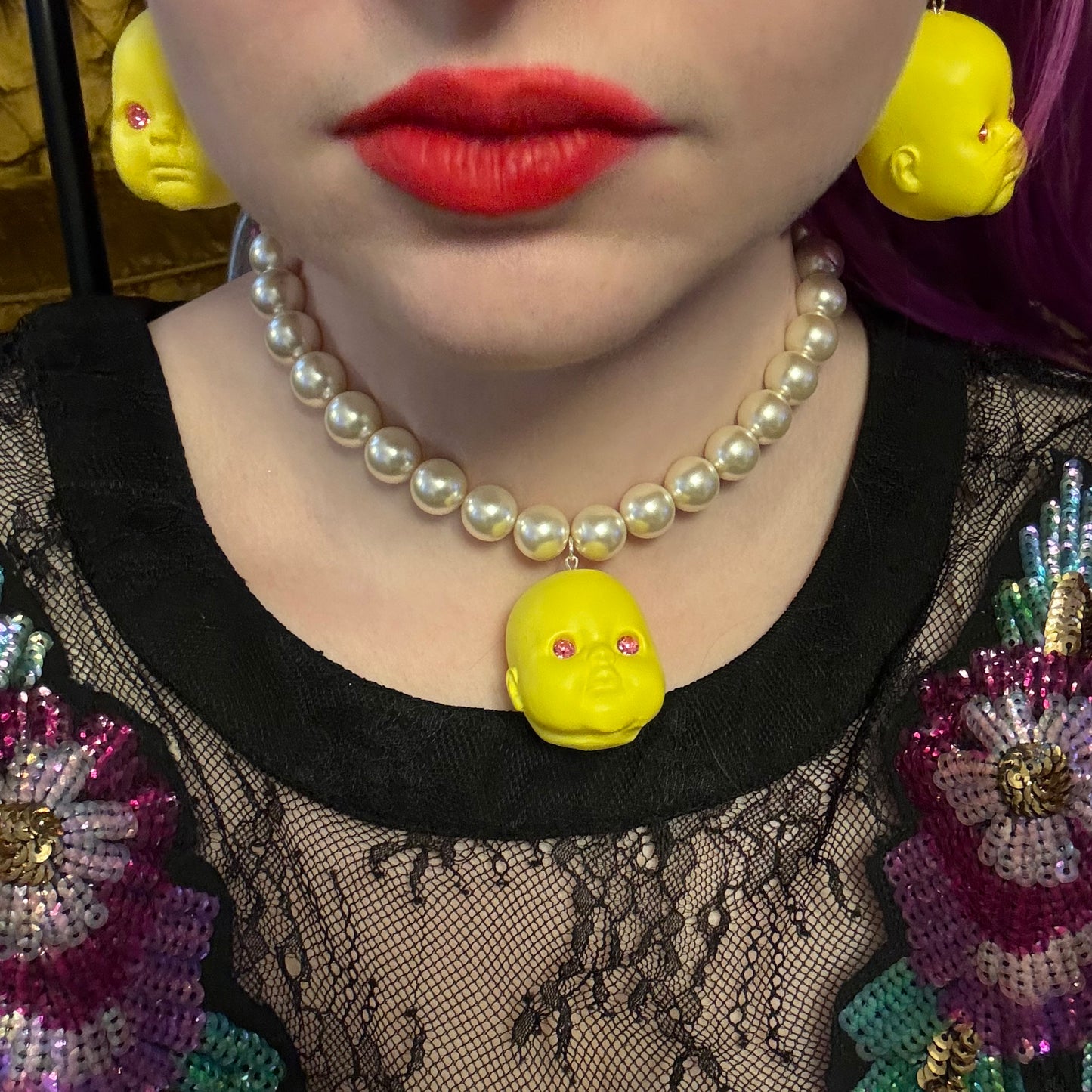 Strawberry Lemon Tart Baby Doll Pearl Necklace