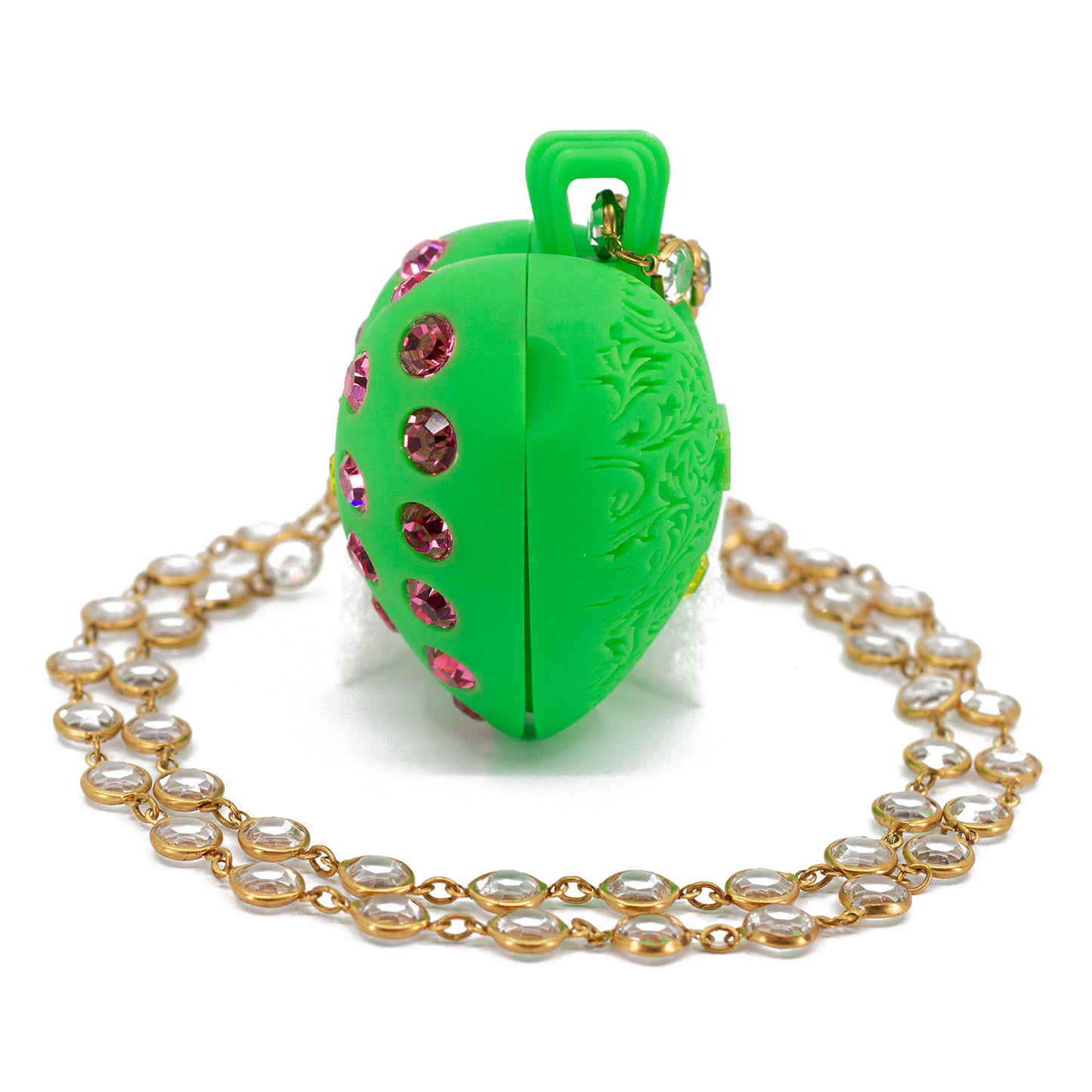 Watermelon Heart Puff Locket Necklace