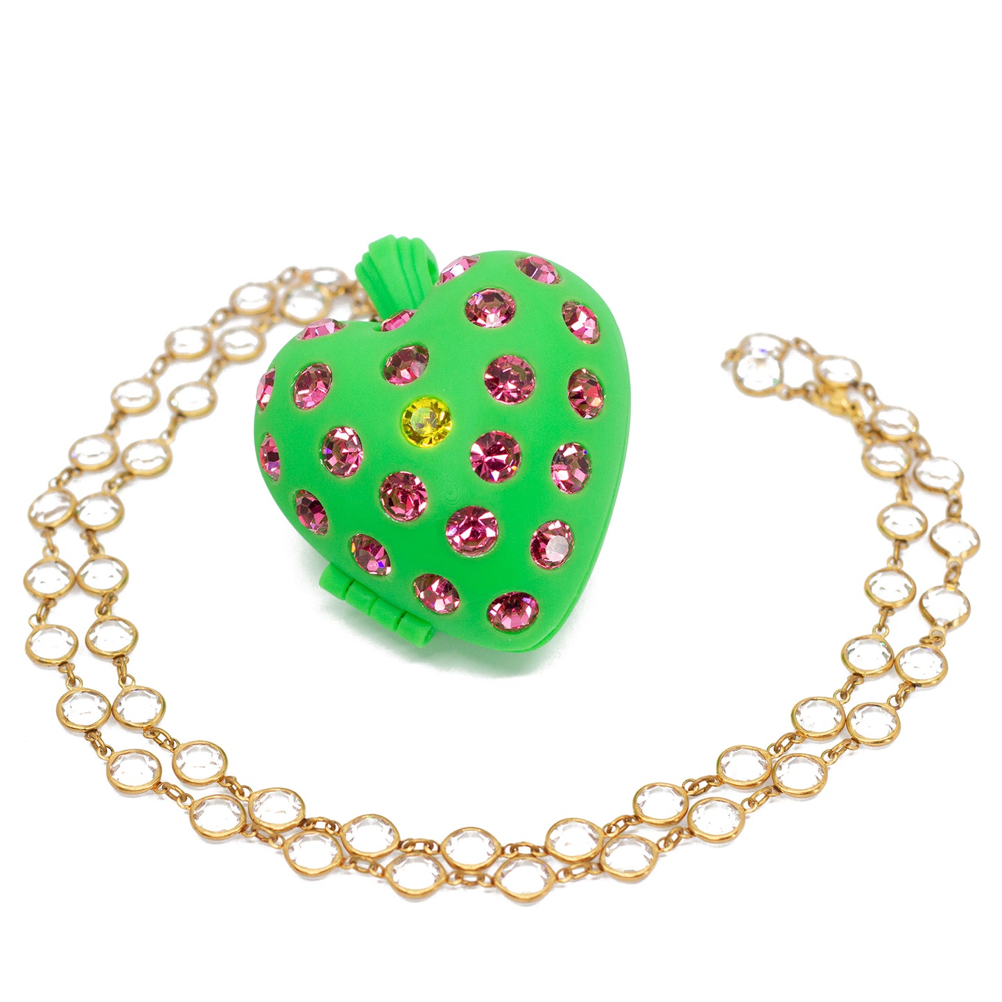 Watermelon Heart Puff Locket Necklace